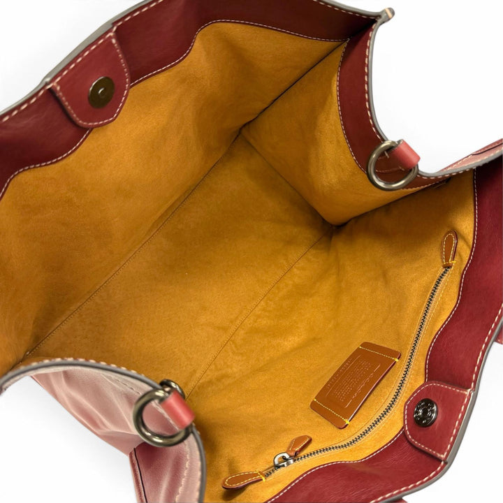 極美品△COACH コーチ CC097 フィールド トート 40 ウィズ コーチ バッジ レザー 2WAY 大型 トートバック ショルダーバッグ ワイン 袋付き