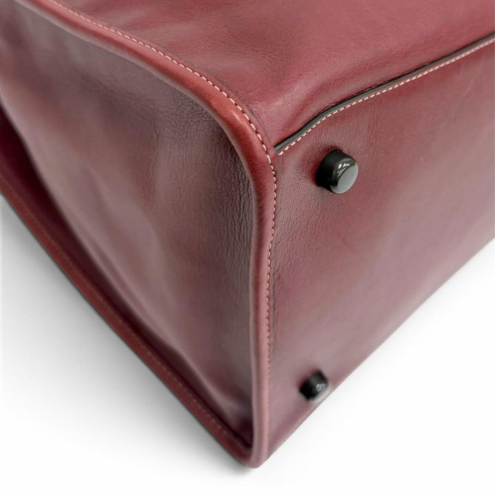 極美品△COACH コーチ CC097 フィールド トート 40 ウィズ コーチ バッジ レザー 2WAY 大型 トートバック ショルダーバッグ ワイン 袋付き