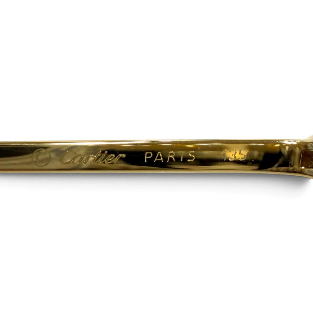 美品★Cartier カルティエ トリニティ ゴールドフレーム メガネ 眼鏡 アイウェア ゴールド ブラウン 49□19 135 度入り フランス製
