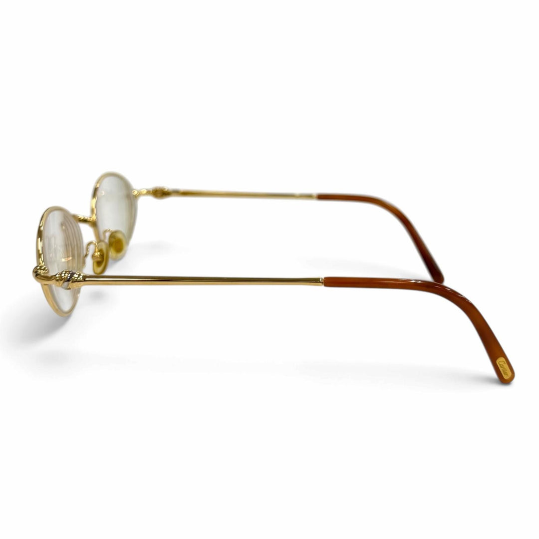 美品★Cartier カルティエ トリニティ ゴールドフレーム メガネ 眼鏡 アイウェア ゴールド ブラウン 49□19 135 度入り フランス製