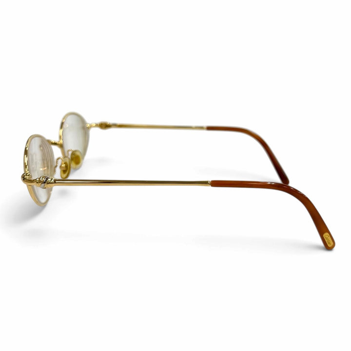 美品★Cartier カルティエ トリニティ ゴールドフレーム メガネ 眼鏡 アイウェア ゴールド ブラウン 49□19 135 度入り フランス製