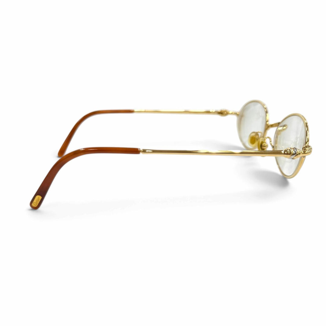 美品★Cartier カルティエ トリニティ ゴールドフレーム メガネ 眼鏡 アイウェア ゴールド ブラウン 49□19 135 度入り フランス製