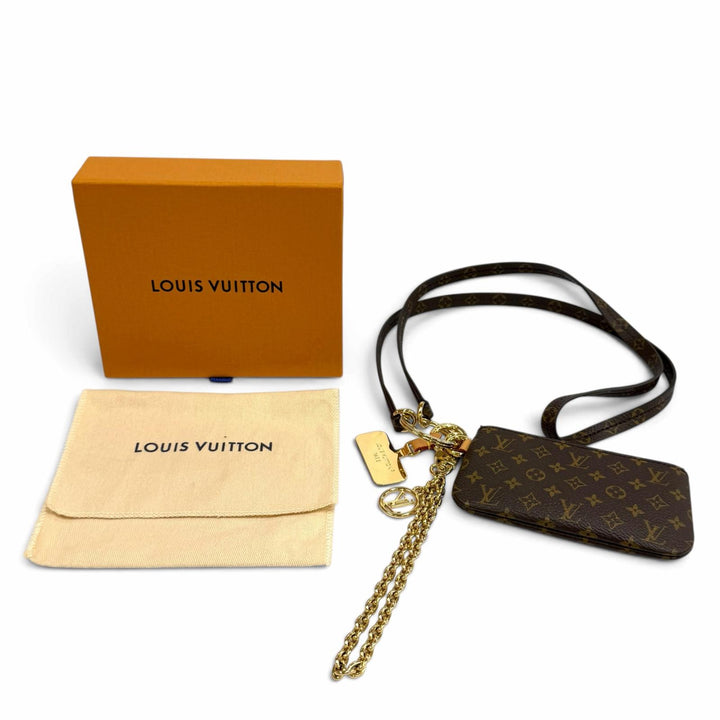 極美品★LOUIS VUITTON ルイヴィトン M26898 フォン ホルダー モノグラムキャンバス LVロゴ金具 ファスナーポーチ付 箱・保存袋付