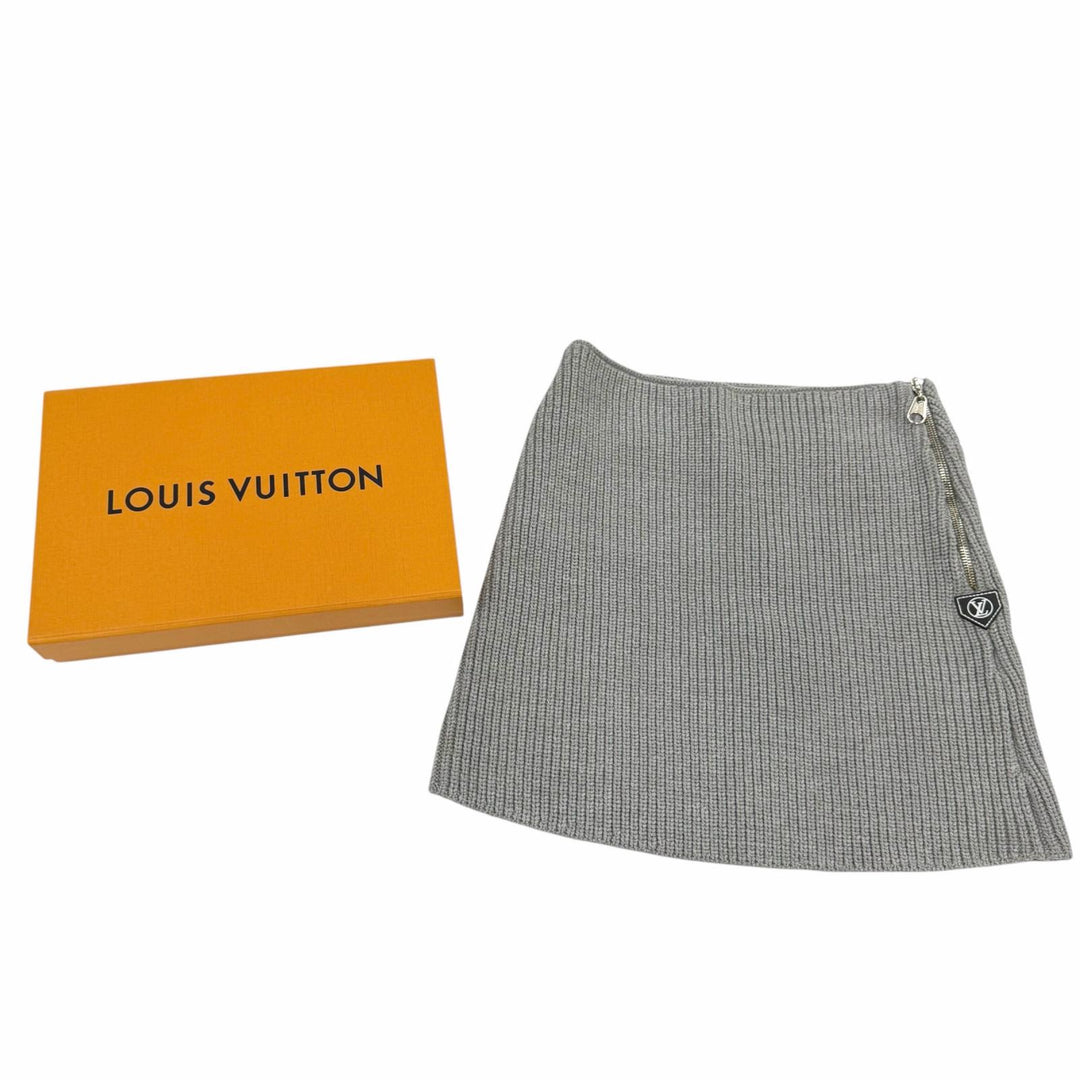 未使用品☆LOUIS VUITTON ルイヴィトン 24AW ウール LVサークルロゴ ニット ミニスカート グレー XS イタリア製 正規品 レディース 箱付