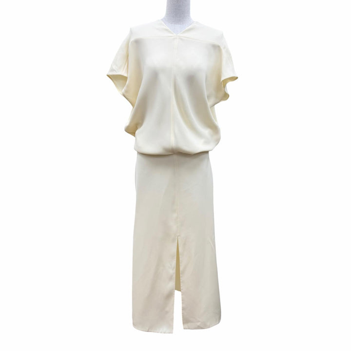 未使用品☆THE ROW ザロウ 10925 W3326 シルク100％ JEYRA DRESS ドレープマキシドレス ワンピース アイボリー 0 イタリア製 正規品