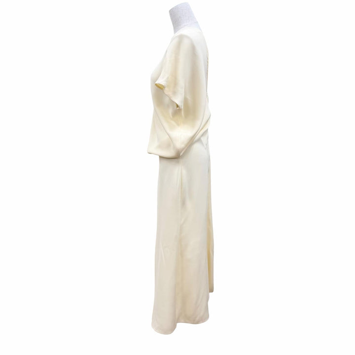 未使用品☆THE ROW ザロウ 10925 W3326 シルク100％ JEYRA DRESS ドレープマキシドレス ワンピース アイボリー 0 イタリア製 正規品