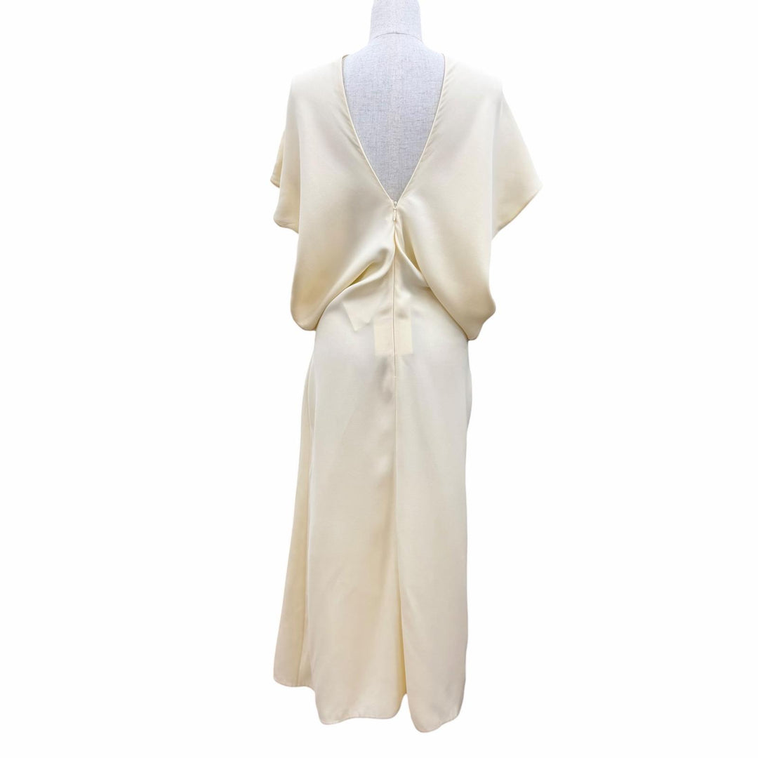 未使用品☆THE ROW ザロウ 10925 W3326 シルク100％ JEYRA DRESS ドレープマキシドレス ワンピース アイボリー 0 イタリア製 正規品