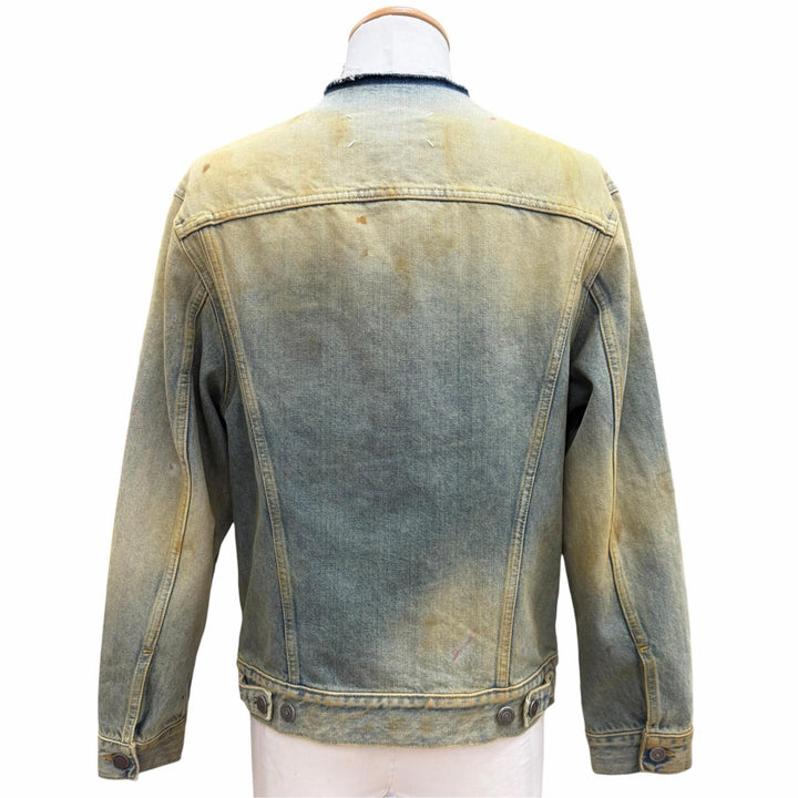 極美品▼Maison Margiela メゾンマルジェラ ヴィンテージ 22SS S30AM0547 ノーカラー ウォッシュデニムジャケット ブルー 44 正規品