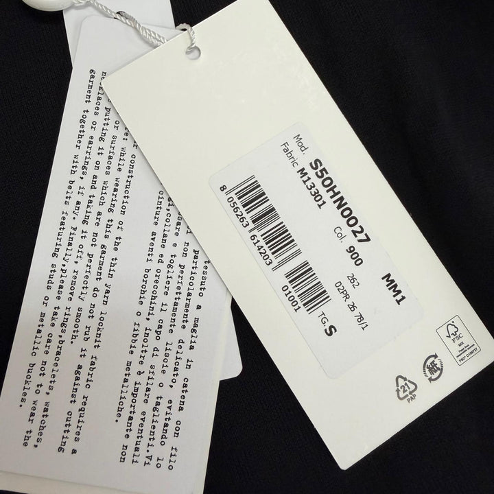 未使用品□Maison Margiela 10 メゾンマルジェラ10 26AW S50HN0027 Vネック パフスリーブ 半袖ニット ブラック S イタリア製 正規品