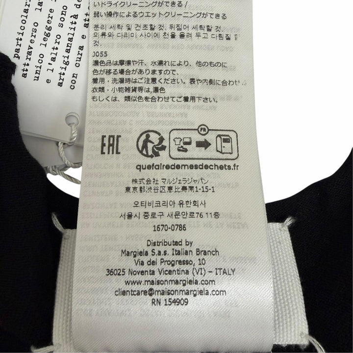 未使用品□Maison Margiela 10 メゾンマルジェラ10 26AW S50HN0027 Vネック パフスリーブ 半袖ニット ブラック S イタリア製 正規品