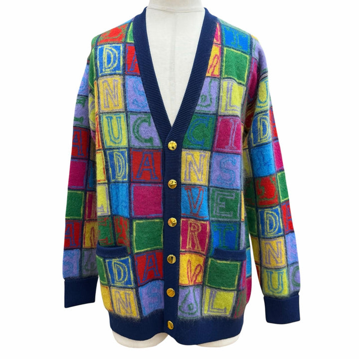 極美品▼GUCCI グッチ 23SS 725685 ウール モヘア アルファベット うさぎ ラビット Vネック ニット カーディガン マルチ M 正規品 メンズ