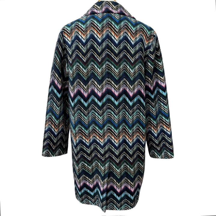 極美品□Missoni ミッソーニ 24AW DS24WC0H シェブロンストライプ チェスターコート ブルー系マルチカラー 40 イタリア製 正規品 メンズ