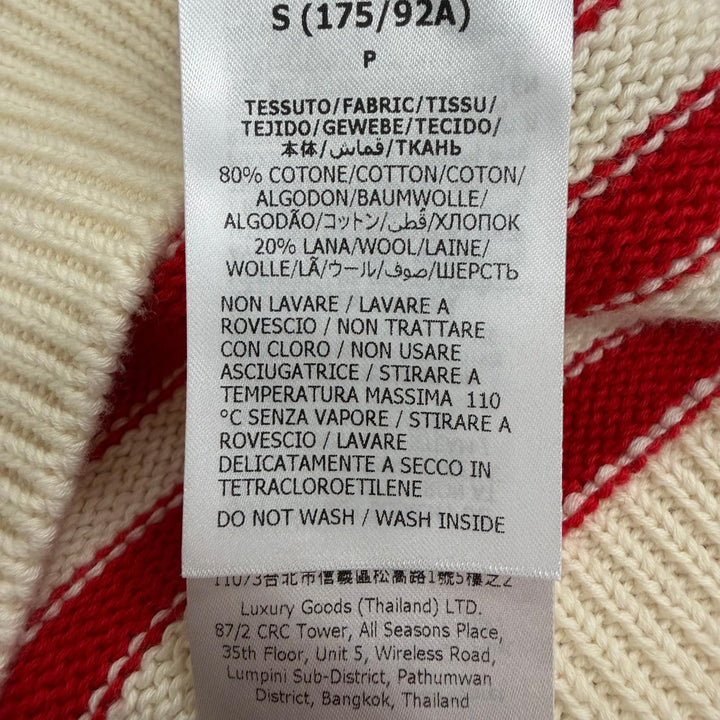 未使用品□GUCCI グッチ 23SS 740585 バックロゴ ボーダー柄 長袖ニット セーター アイボリー レッド S イタリア製 正規品 メンズ 箱付き