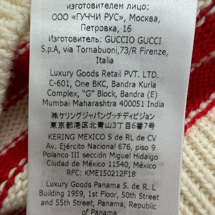 未使用品□GUCCI グッチ 23SS 740585 バックロゴ ボーダー柄 長袖ニット セーター アイボリー レッド S イタリア製 正規品 メンズ 箱付き