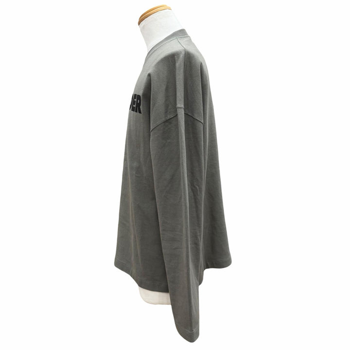 美品▼JIL SANDER ジルサンダー J22GC0136 コットン ロゴプリント クルーネック ロングスリーブ 長袖Ｔシャツ カーキ S 正規品 メンズ