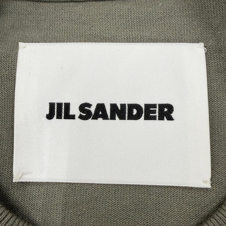 美品▼JIL SANDER ジルサンダー J22GC0136 コットン ロゴプリント クルーネック ロングスリーブ 長袖Ｔシャツ カーキ S 正規品 メンズ