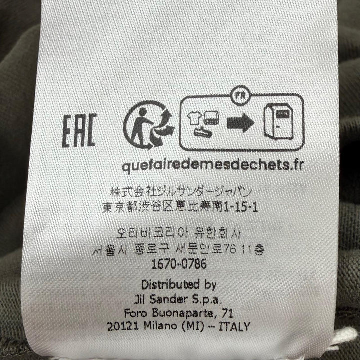 美品▼JIL SANDER ジルサンダー J22GC0136 コットン ロゴプリント クルーネック ロングスリーブ 長袖Ｔシャツ カーキ S 正規品 メンズ