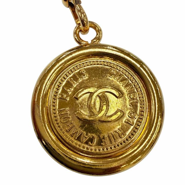 未使用品☆CHANEL シャネル ヴィンテージ メタル ロゴ・ココマーク コイン レザー使い チェーン ベルト ゴールド ブラック 箱付