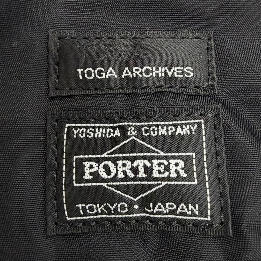 極美品△TOGA PORTER トーガ ポーター ナイロン コラボ スタッズ装飾 ナイロン 2WAY ハンドバッグ ショルダーバッグ ブラック レディース