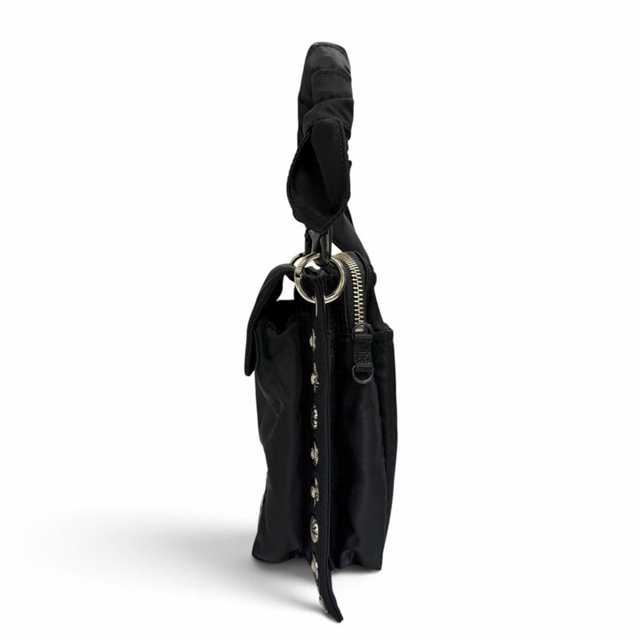 極美品△TOGA PORTER トーガ ポーター ナイロン コラボ スタッズ装飾 ナイロン 2WAY ハンドバッグ ショルダーバッグ ブラック レディース