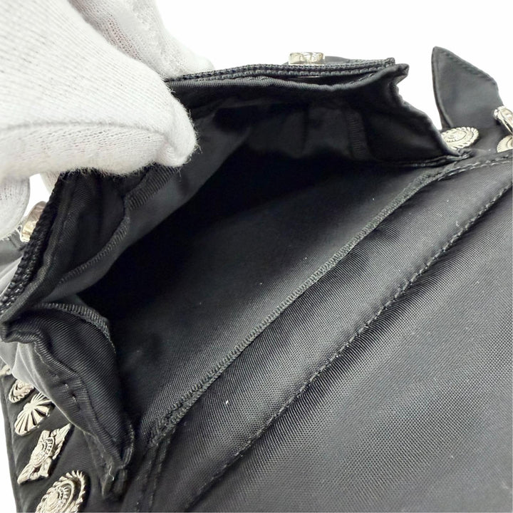 極美品△TOGA PORTER トーガ ポーター ナイロン コラボ スタッズ装飾 ナイロン 2WAY ハンドバッグ ショルダーバッグ ブラック レディース