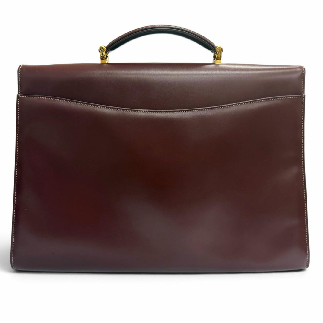 極美品□Cartier カルティエ レザー マスト ドゥ カルティエ マストライン ビジネスバッグ ブリーフケース ボルドー ゴールド金具 メンズ
