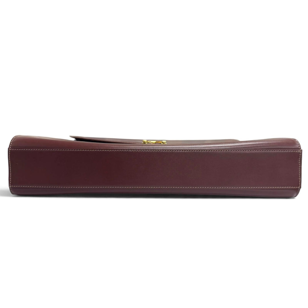 極美品□Cartier カルティエ レザー マスト ドゥ カルティエ マストライン ビジネスバッグ ブリーフケース ボルドー ゴールド金具 メンズ
