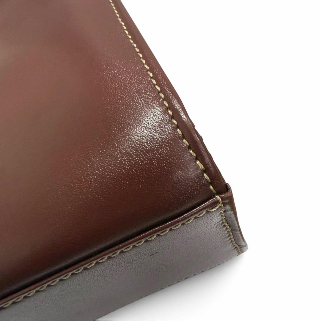 極美品□Cartier カルティエ レザー マスト ドゥ カルティエ マストライン ビジネスバッグ ブリーフケース ボルドー ゴールド金具 メンズ