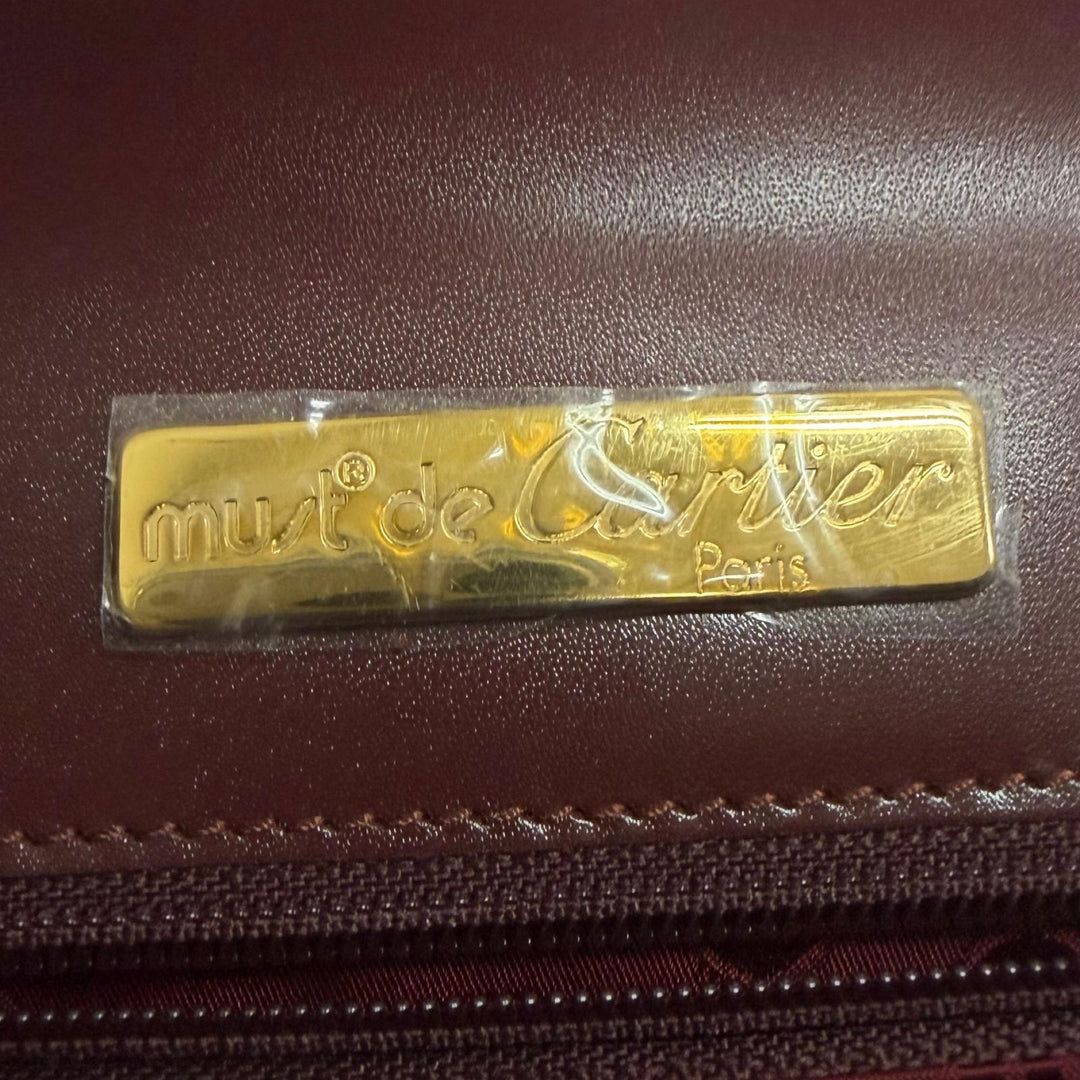 極美品□Cartier カルティエ レザー マスト ドゥ カルティエ マストライン ビジネスバッグ ブリーフケース ボルドー ゴールド金具 メンズ