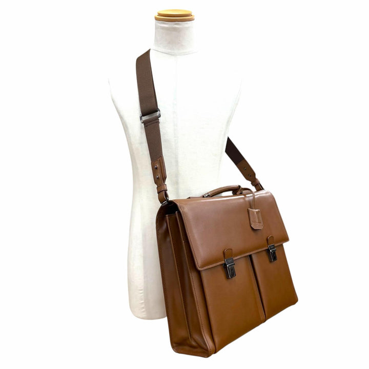 極美品▼Salvatore Ferragamo サルヴァトーレフェラガモ レザー 鍵付き 緩衝材入ポケット 2WAY ビジネスバッグ ブリーフケース ブラウン