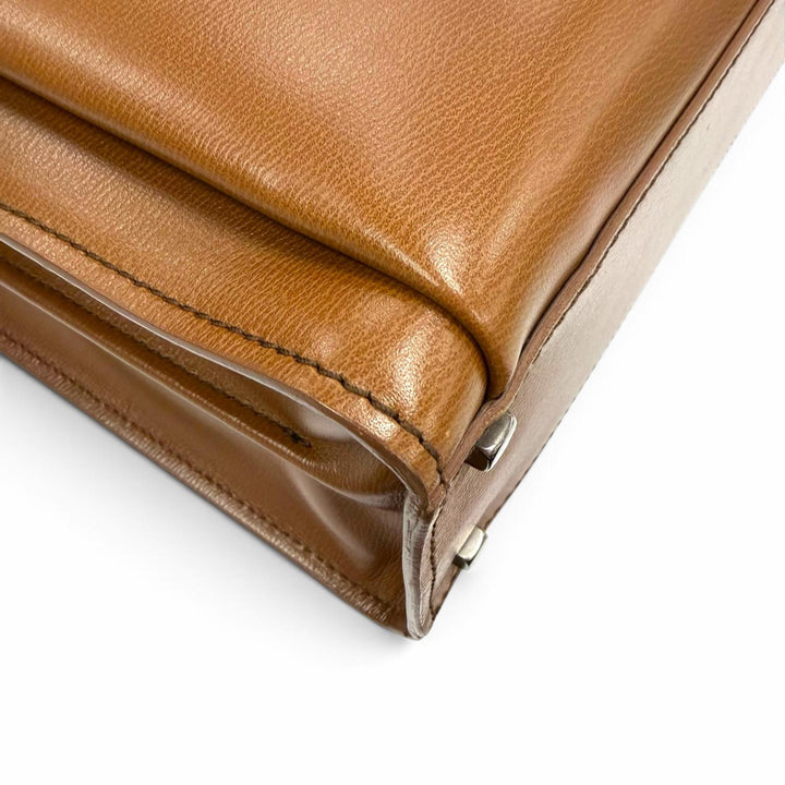 極美品▼Salvatore Ferragamo サルヴァトーレフェラガモ レザー 鍵付き 緩衝材入ポケット 2WAY ビジネスバッグ ブリーフケース ブラウン
