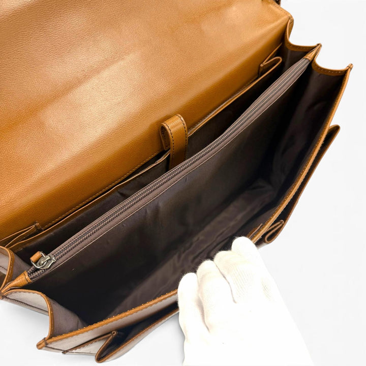 極美品▼Salvatore Ferragamo サルヴァトーレフェラガモ レザー 鍵付き 緩衝材入ポケット 2WAY ビジネスバッグ ブリーフケース ブラウン