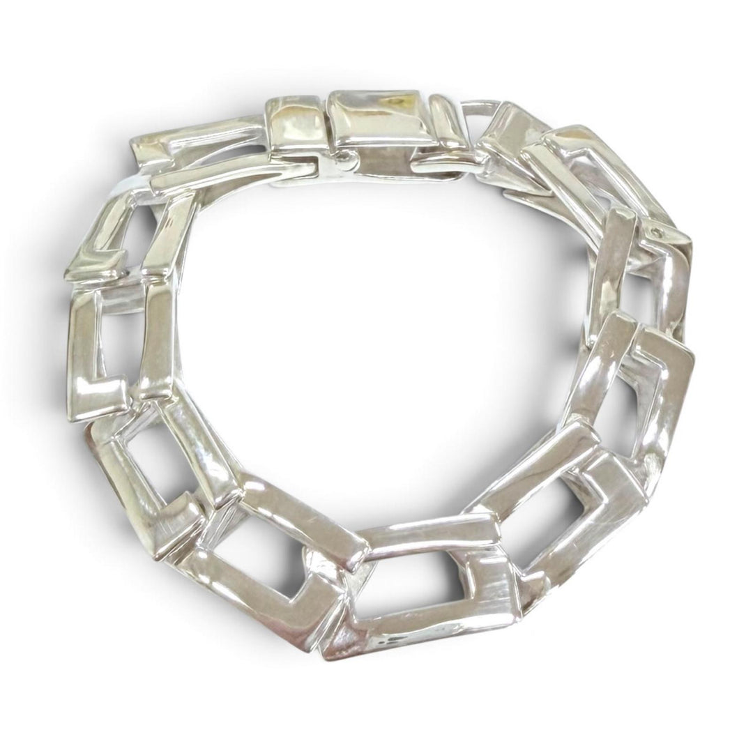 極美品☆GUCCI グッチ ヴィンテージ 925 スクエアG アクセサリー バングル ブレスレット シルバー イタリア製 重量32.6g レディース