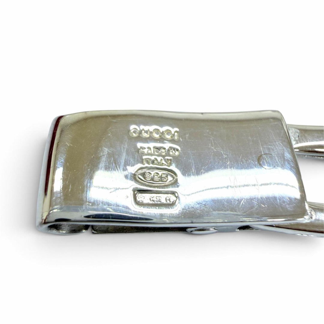 極美品☆GUCCI グッチ ヴィンテージ 925 スクエアG アクセサリー バングル ブレスレット シルバー イタリア製 重量32.6g レディース