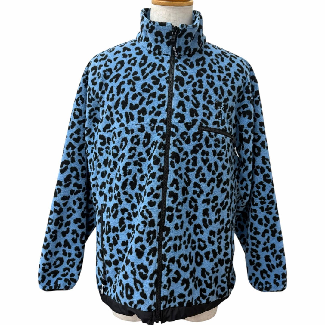極美品□WACKO MARIA ワコマリア Leopard Light Boa Fleece Jacket レオパード柄 ボアフリースジャケット ライトブルー M 日本製 正規品