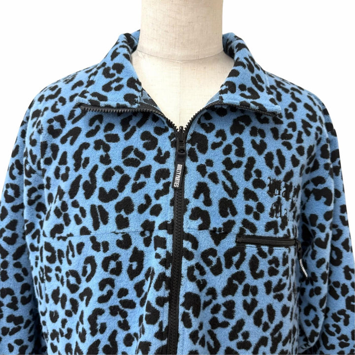 極美品□WACKO MARIA ワコマリア Leopard Light Boa Fleece Jacket レオパード柄 ボアフリースジャケット ライトブルー M 日本製 正規品