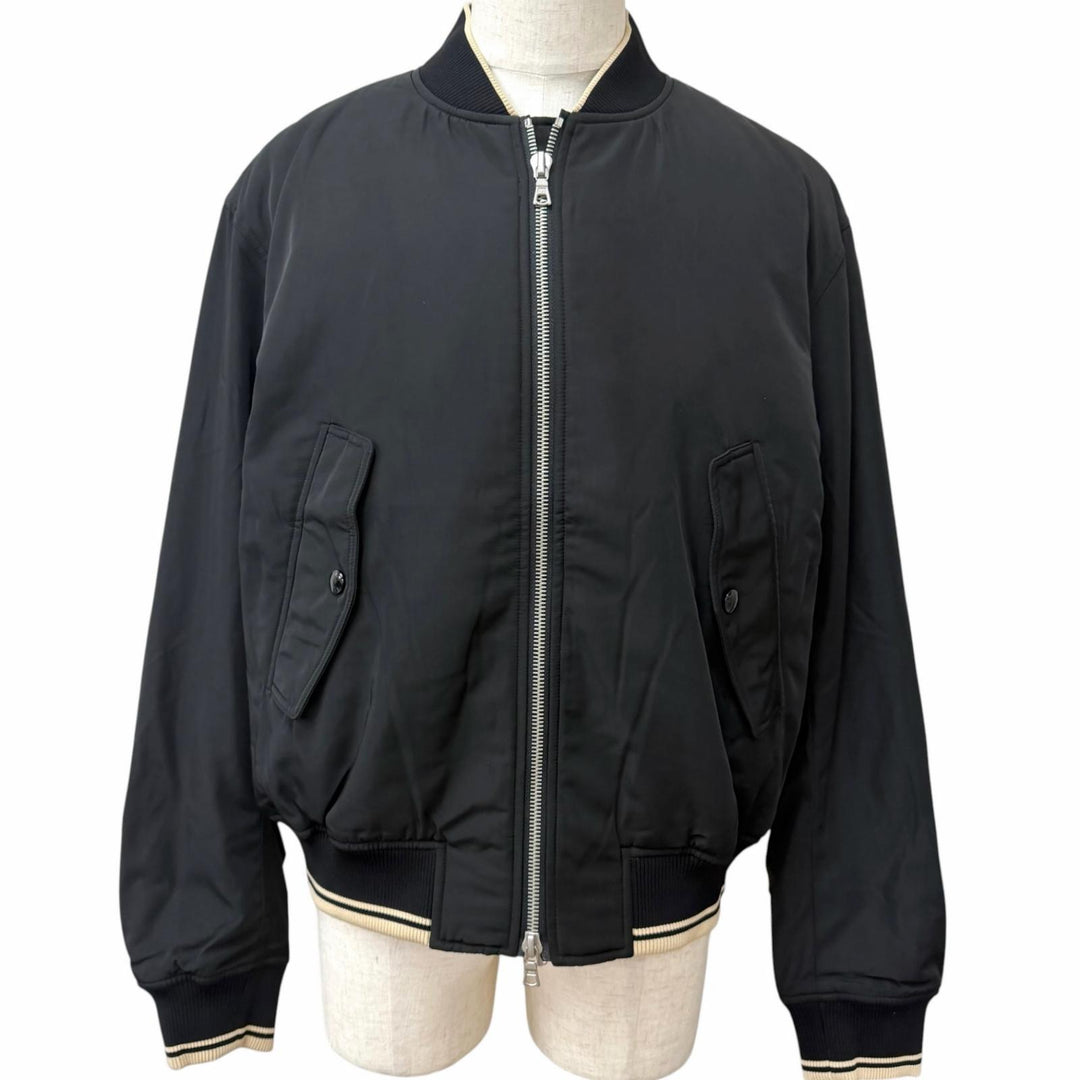 極美品□DRIES VAN NOTEN ドリスヴァンノッテン バックジップデザイン ボンバージャケット ブルゾンジャケット ブラック L ブルガリア製