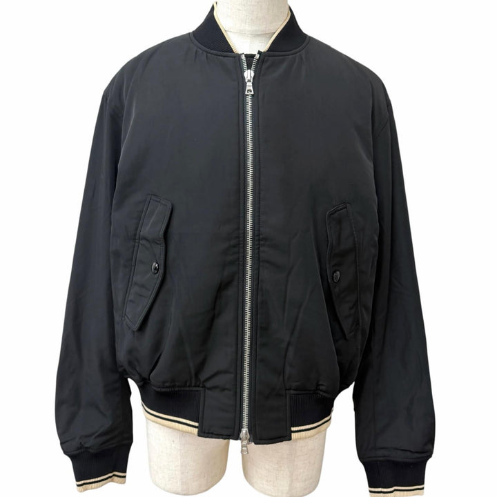 極美品□DRIES VAN NOTEN ドリスヴァンノッテン バックジップデザイン ボンバージャケット ブルゾンジャケット ブラック L ブルガリア製