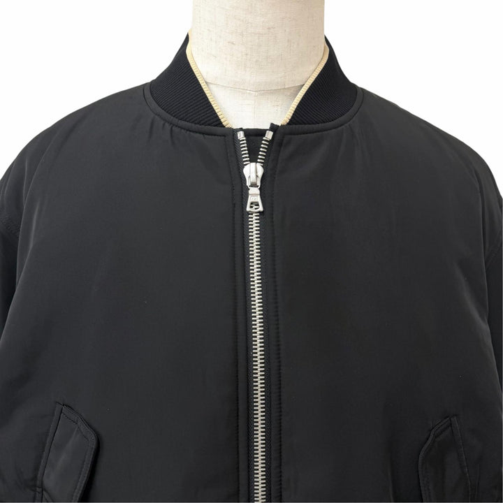 極美品□DRIES VAN NOTEN ドリスヴァンノッテン バックジップデザイン ボンバージャケット ブルゾンジャケット ブラック L ブルガリア製