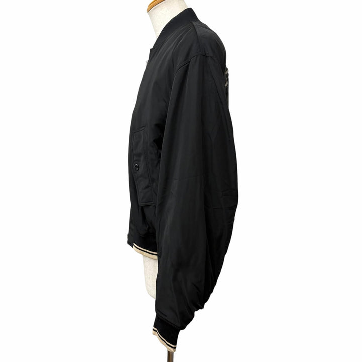 極美品□DRIES VAN NOTEN ドリスヴァンノッテン バックジップデザイン ボンバージャケット ブルゾンジャケット ブラック L ブルガリア製