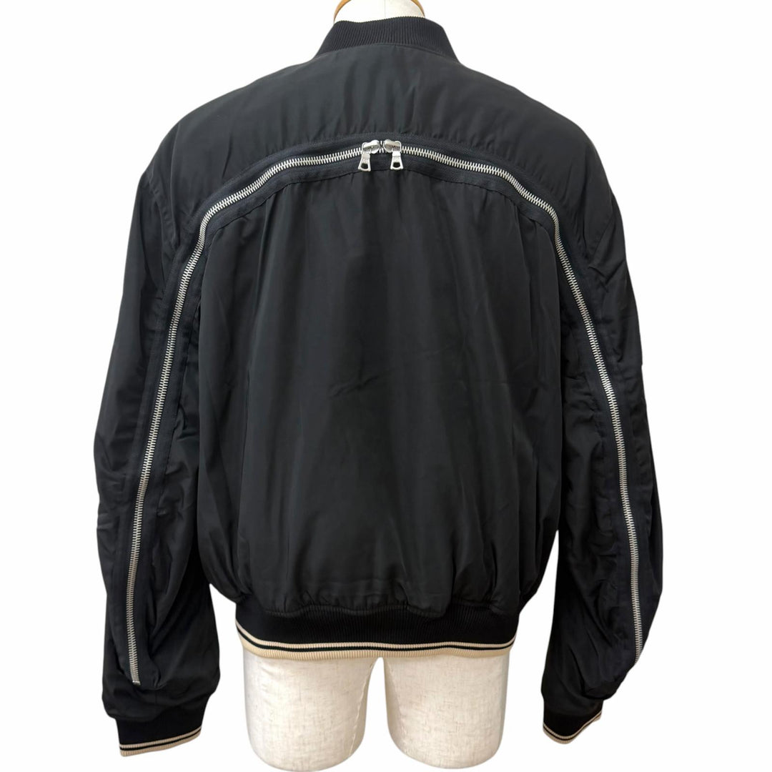 極美品□DRIES VAN NOTEN ドリスヴァンノッテン バックジップデザイン ボンバージャケット ブルゾンジャケット ブラック L ブルガリア製