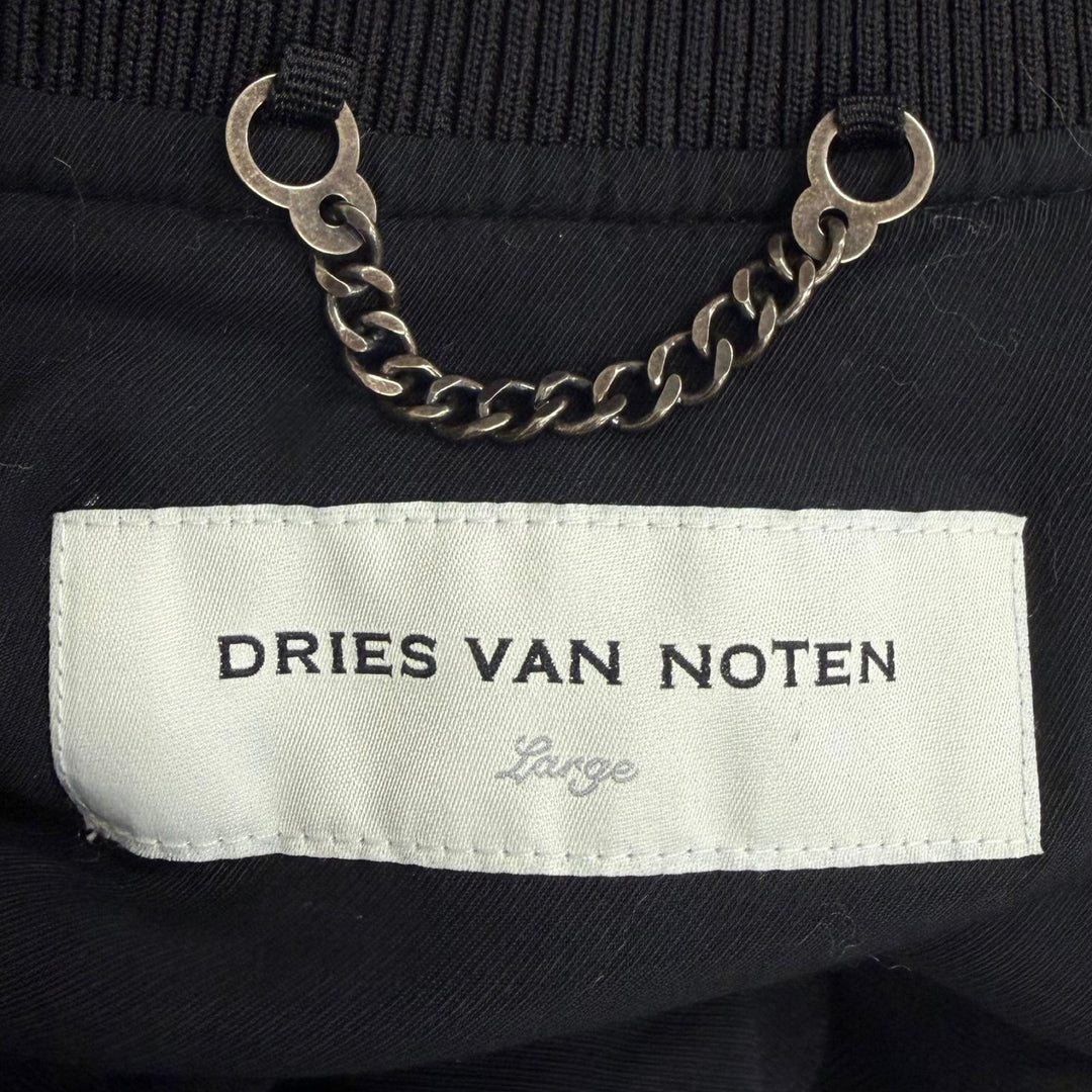 極美品□DRIES VAN NOTEN ドリスヴァンノッテン バックジップデザイン ボンバージャケット ブルゾンジャケット ブラック L ブルガリア製