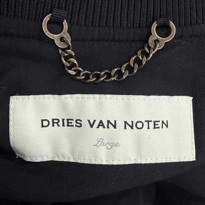 極美品□DRIES VAN NOTEN ドリスヴァンノッテン バックジップデザイン ボンバージャケット ブルゾンジャケット ブラック L ブルガリア製