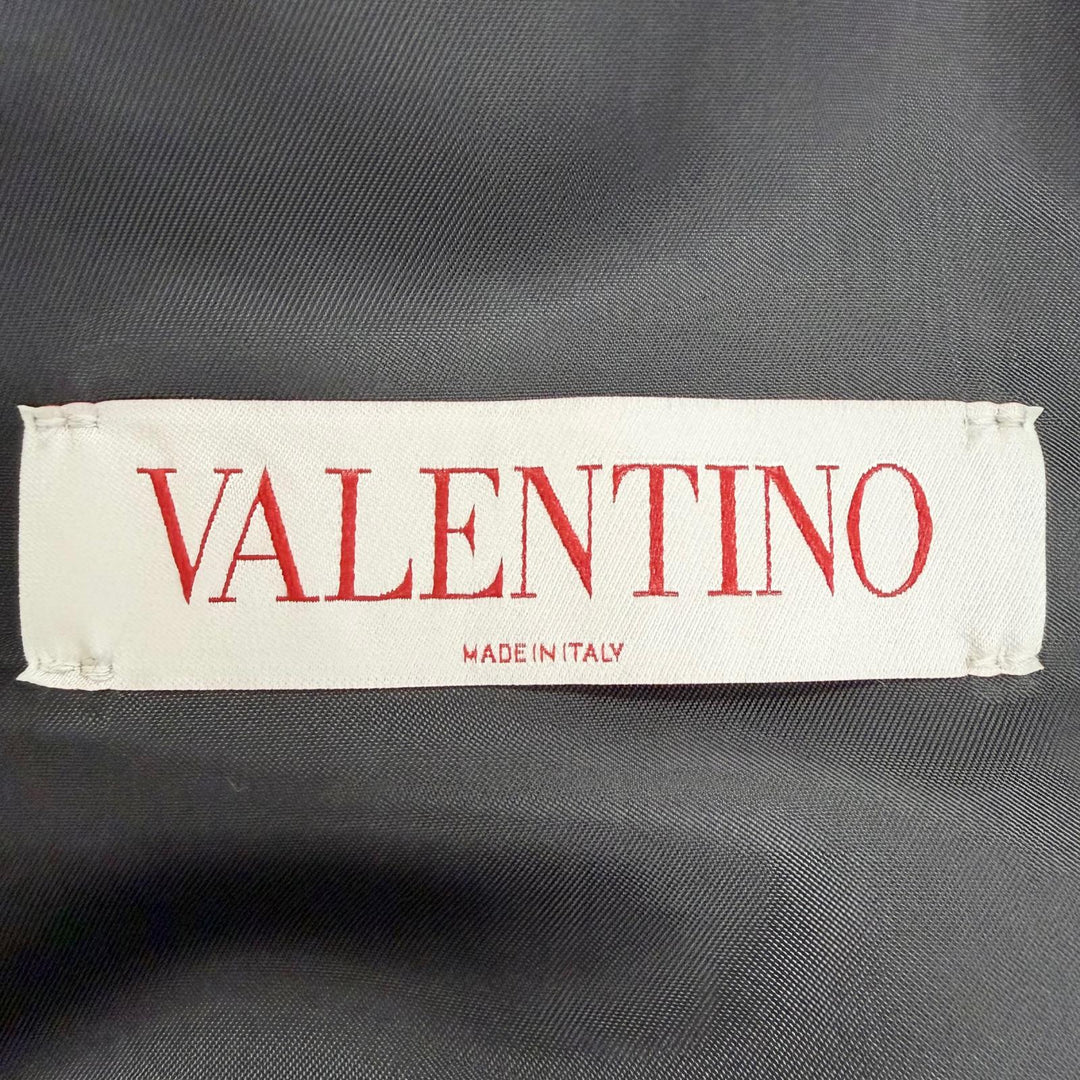 極美品△VALENTINO ヴァレンティノ XV0CIL458E5 シルク100％ 中綿入り ジップアップ ボンバージャケット ブラック 48 イタリア製 正規品