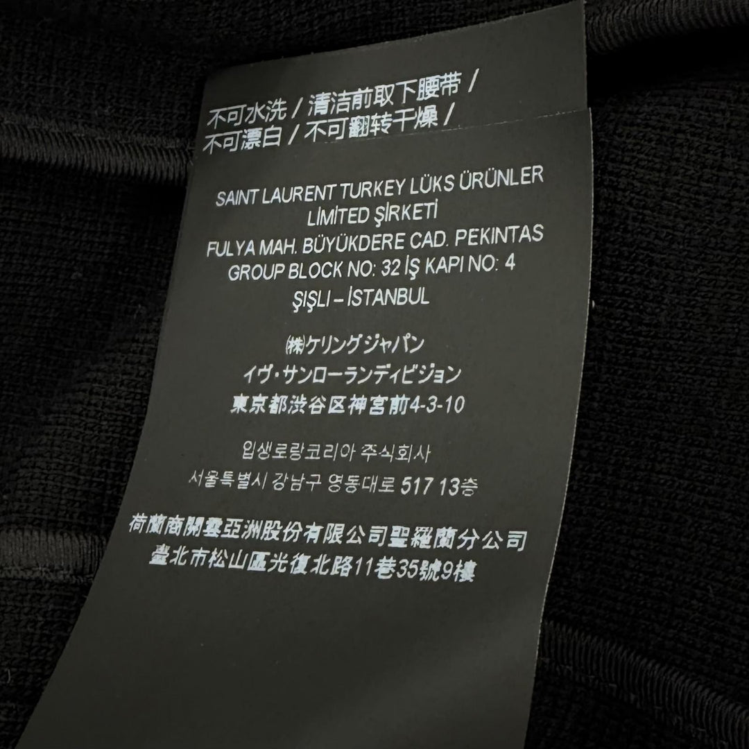 極美品★SAINT LAURENT PARIS サンローランパリ 2023年製 777334 ベルト付 ロゴボタン ハイネック ウール コート ブラック IT 36 正規品