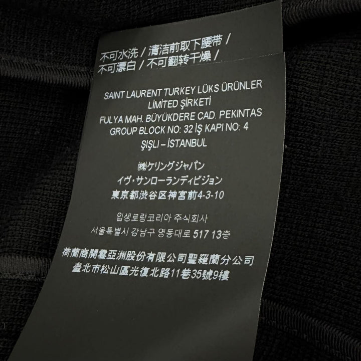 極美品★SAINT LAURENT PARIS サンローランパリ 2023年製 777334 ベルト付 ロゴボタン ハイネック ウール コート ブラック IT 36 正規品