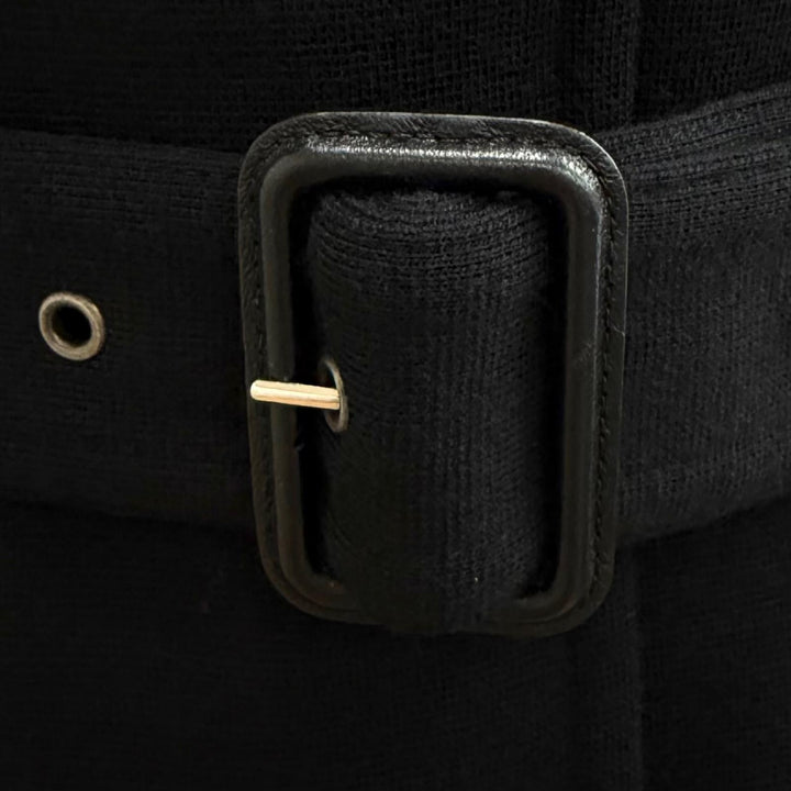 極美品★SAINT LAURENT PARIS サンローランパリ 2023年製 777334 ベルト付 ロゴボタン ハイネック ウール コート ブラック IT 36 正規品
