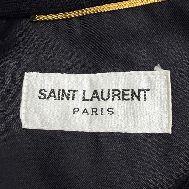 極美品★SAINT LAURENT PARIS サンローランパリ 2023年製 777334 ベルト付 ロゴボタン ハイネック ウール コート ブラック IT 36 正規品