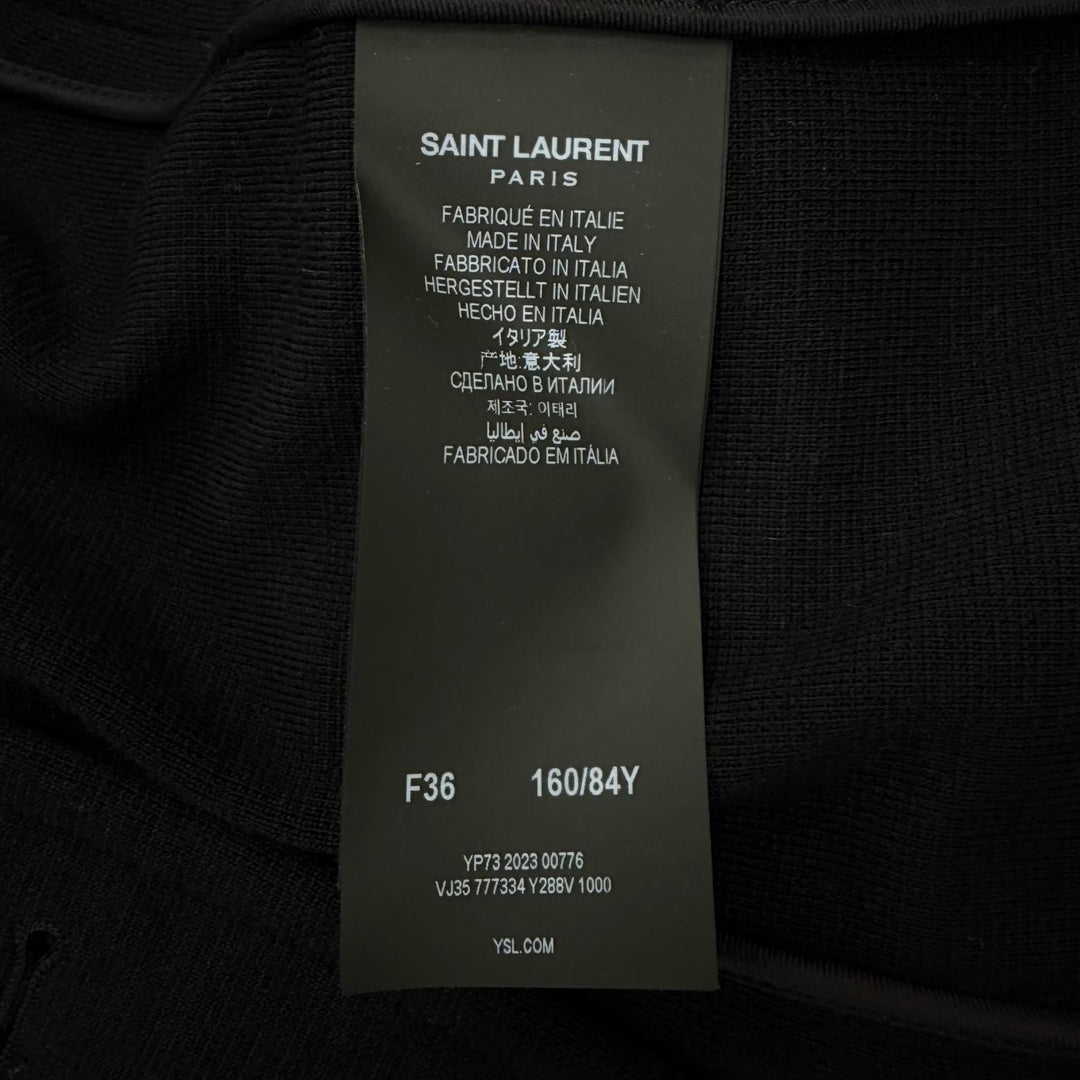極美品★SAINT LAURENT PARIS サンローランパリ 2023年製 777334 ベルト付 ロゴボタン ハイネック ウール コート ブラック IT 36 正規品