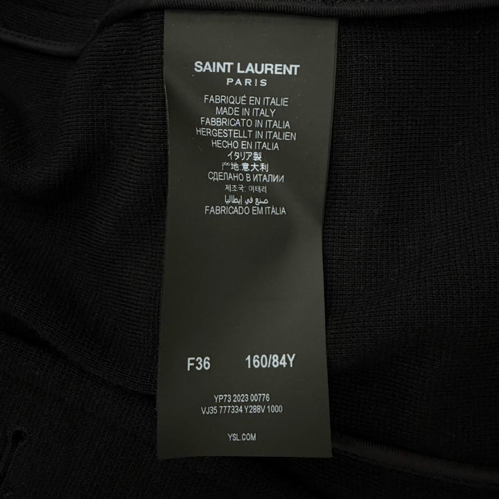 極美品★SAINT LAURENT PARIS サンローランパリ 2023年製 777334 ベルト付 ロゴボタン ハイネック ウール コート ブラック IT 36 正規品